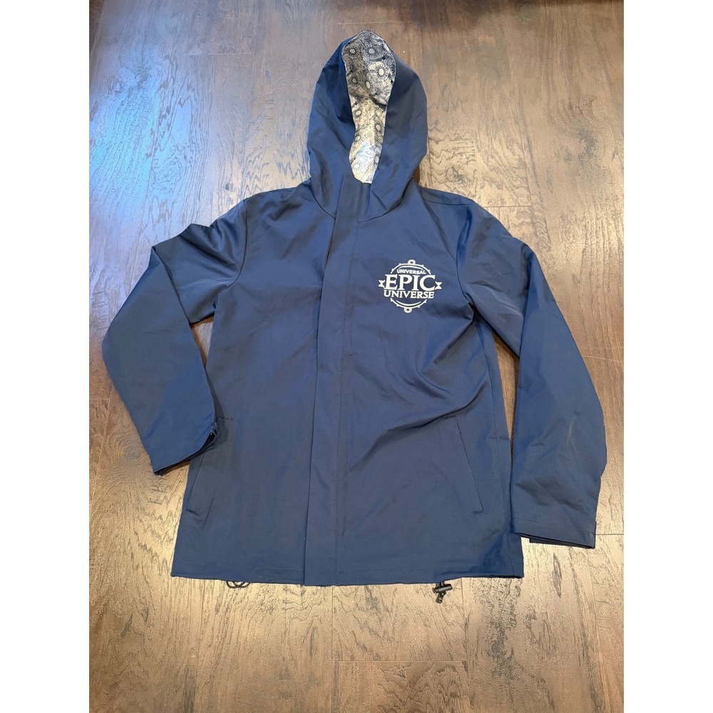 Universal Epic Universe Hooded Windbreaker Jacket Navy Blue XS